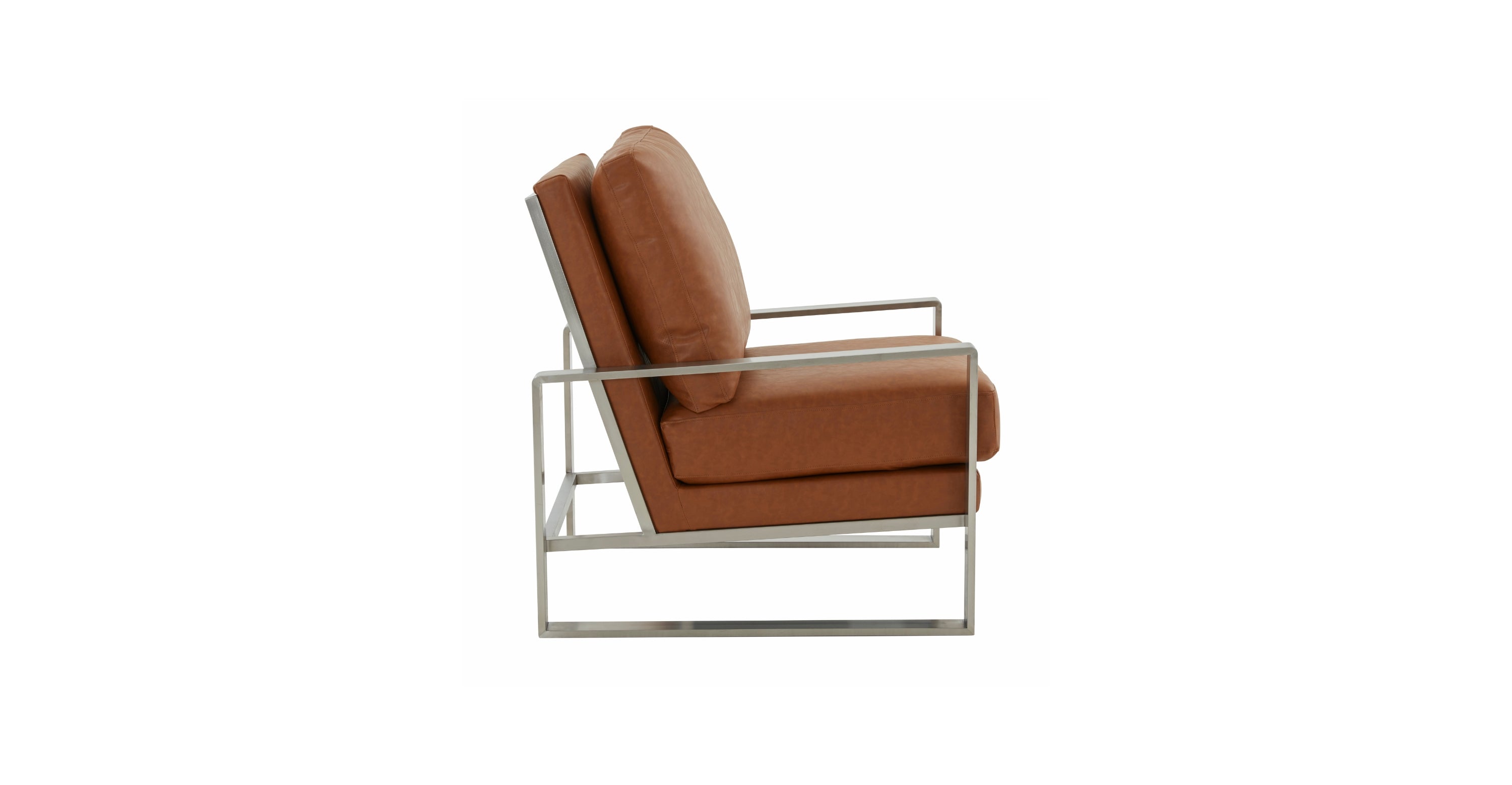 Jefferson Accent Armchair with Upholstered and Gold/Silver Metal Frame Cognac Tan / Silver / Leather