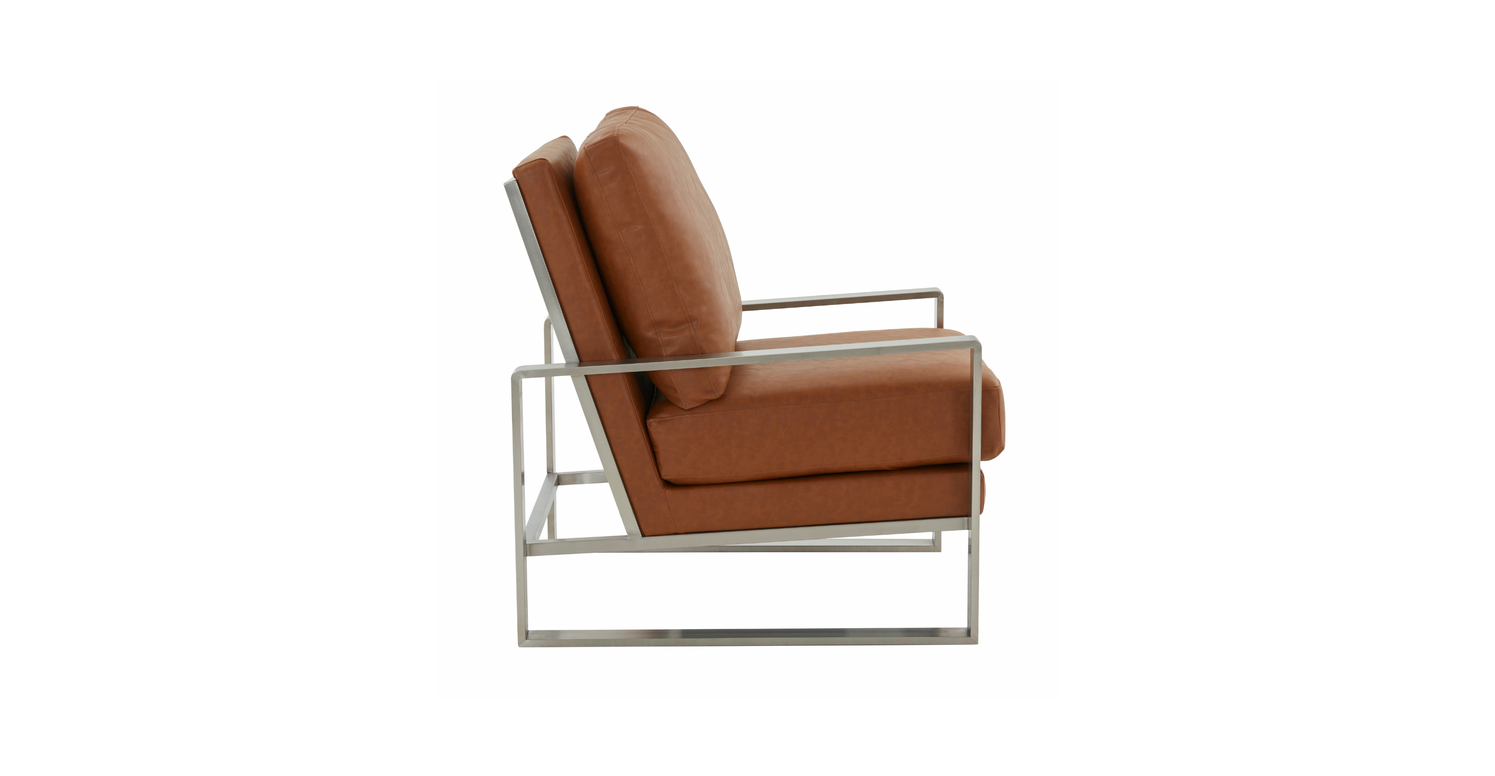 Jefferson Accent Armchair with Upholstered and Gold/Silver Metal Frame Cognac Tan / Silver / Leather