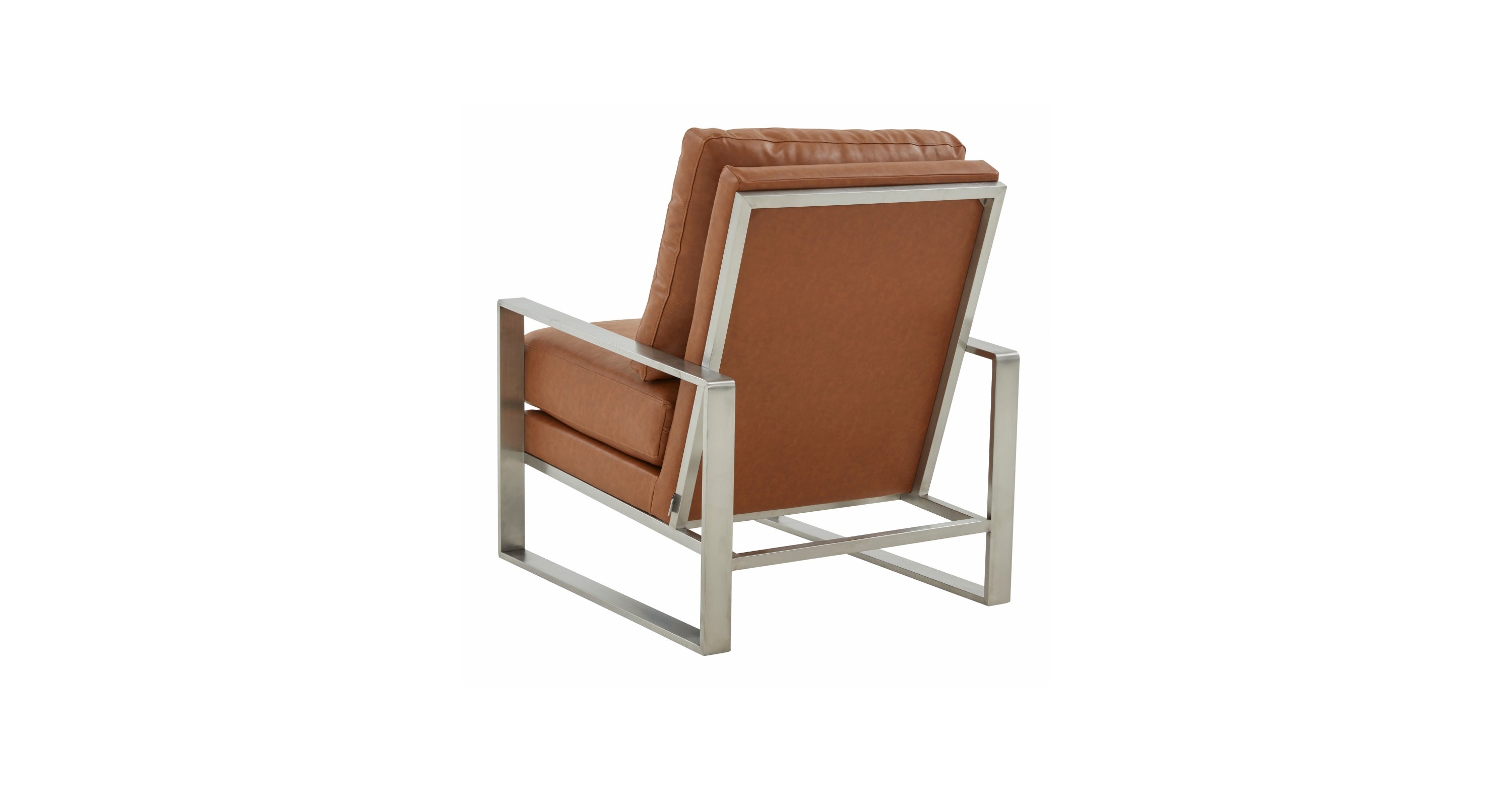 Jefferson Accent Armchair with Upholstered and Gold/Silver Metal Frame Cognac Tan / Silver / Leather