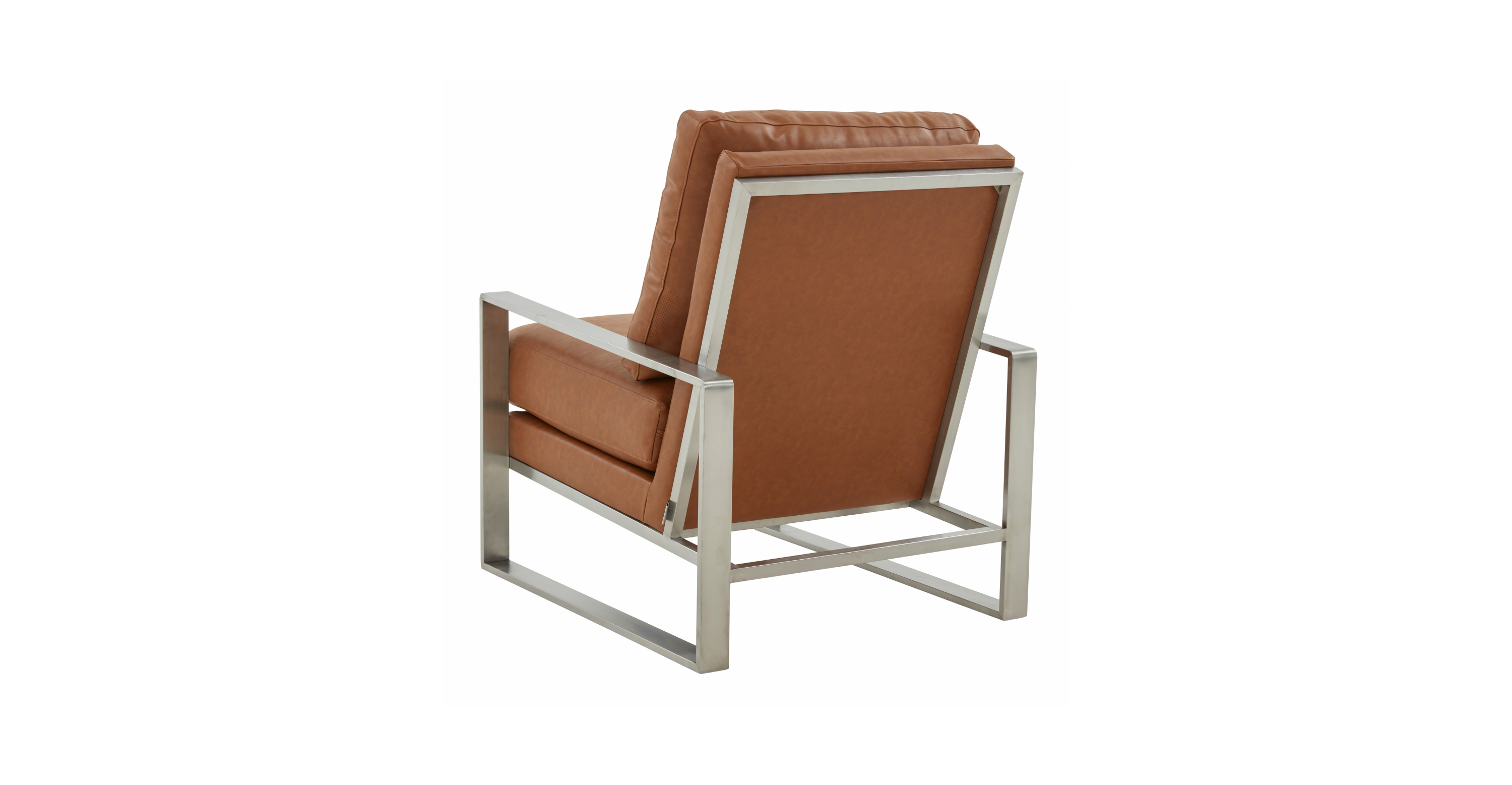 Jefferson Accent Armchair with Upholstered and Gold/Silver Metal Frame Cognac Tan / Silver / Leather