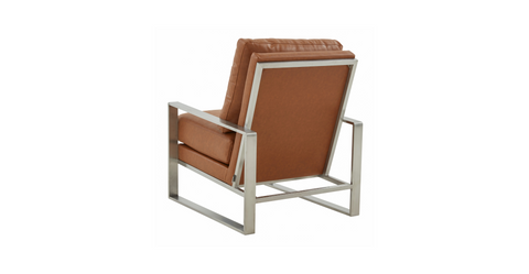 Jefferson Accent Armchair with Upholstered and Gold/Silver Metal Frame Cognac Tan / Silver / Leather