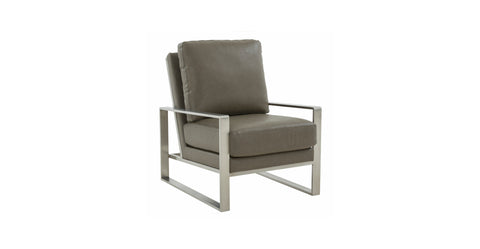 Jefferson Accent Armchair with Upholstered and Gold/Silver Metal Frame Grey / Silver / Leather