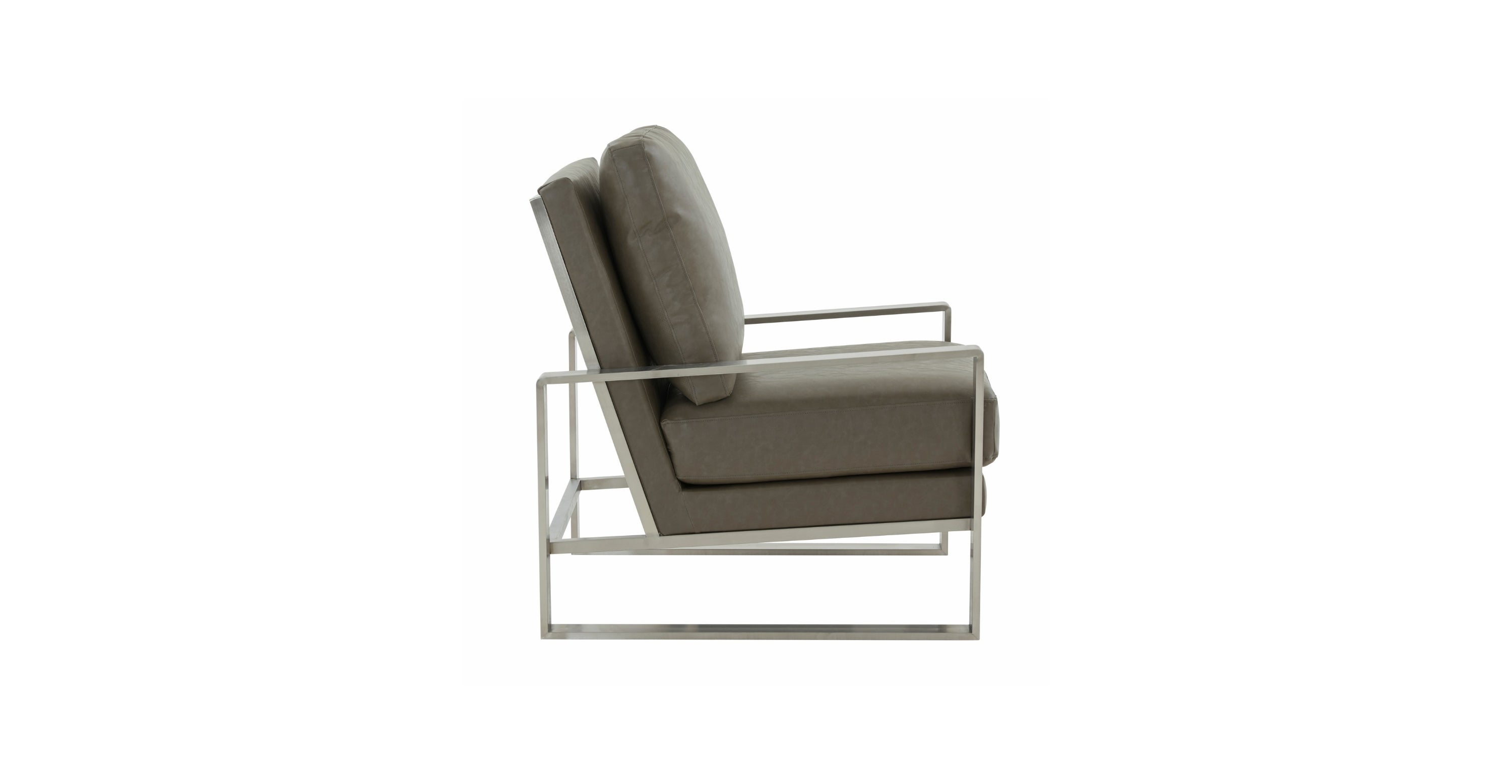 Jefferson Accent Armchair with Upholstered and Gold/Silver Metal Frame Grey / Silver / Leather