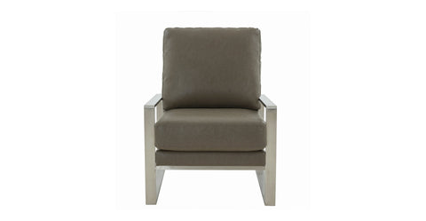 Jefferson Accent Armchair with Upholstered and Gold/Silver Metal Frame Grey / Silver / Leather