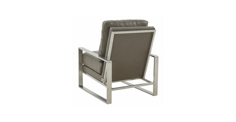 Jefferson Accent Armchair with Upholstered and Gold/Silver Metal Frame Grey / Silver / Leather