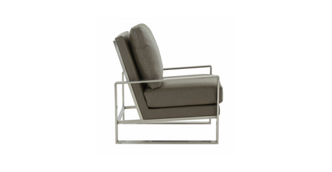 Jefferson Accent Armchair with Upholstered and Gold/Silver Metal Frame Grey / Silver / Leather