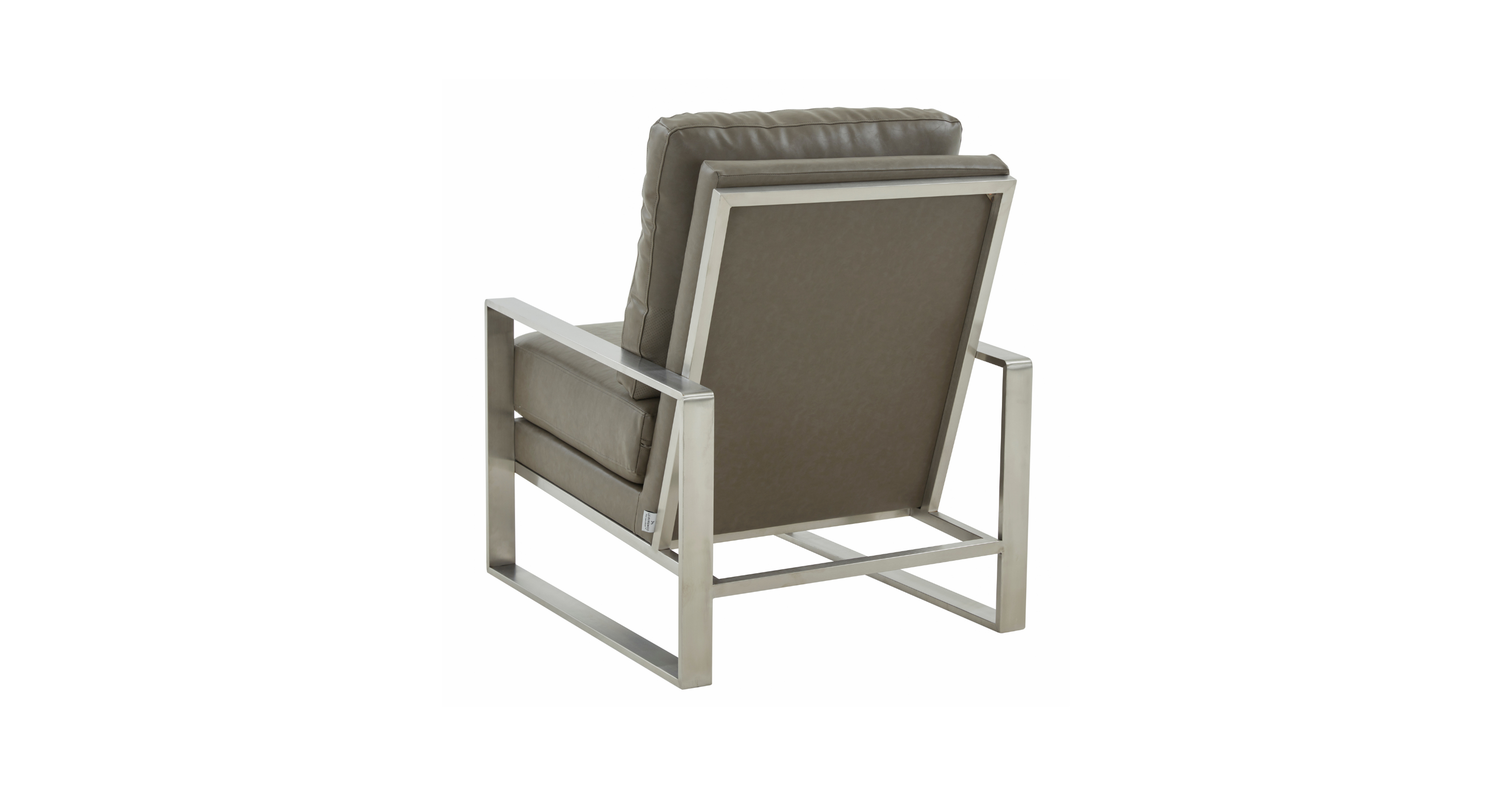 Jefferson Accent Armchair with Upholstered and Gold/Silver Metal Frame Grey / Silver / Leather