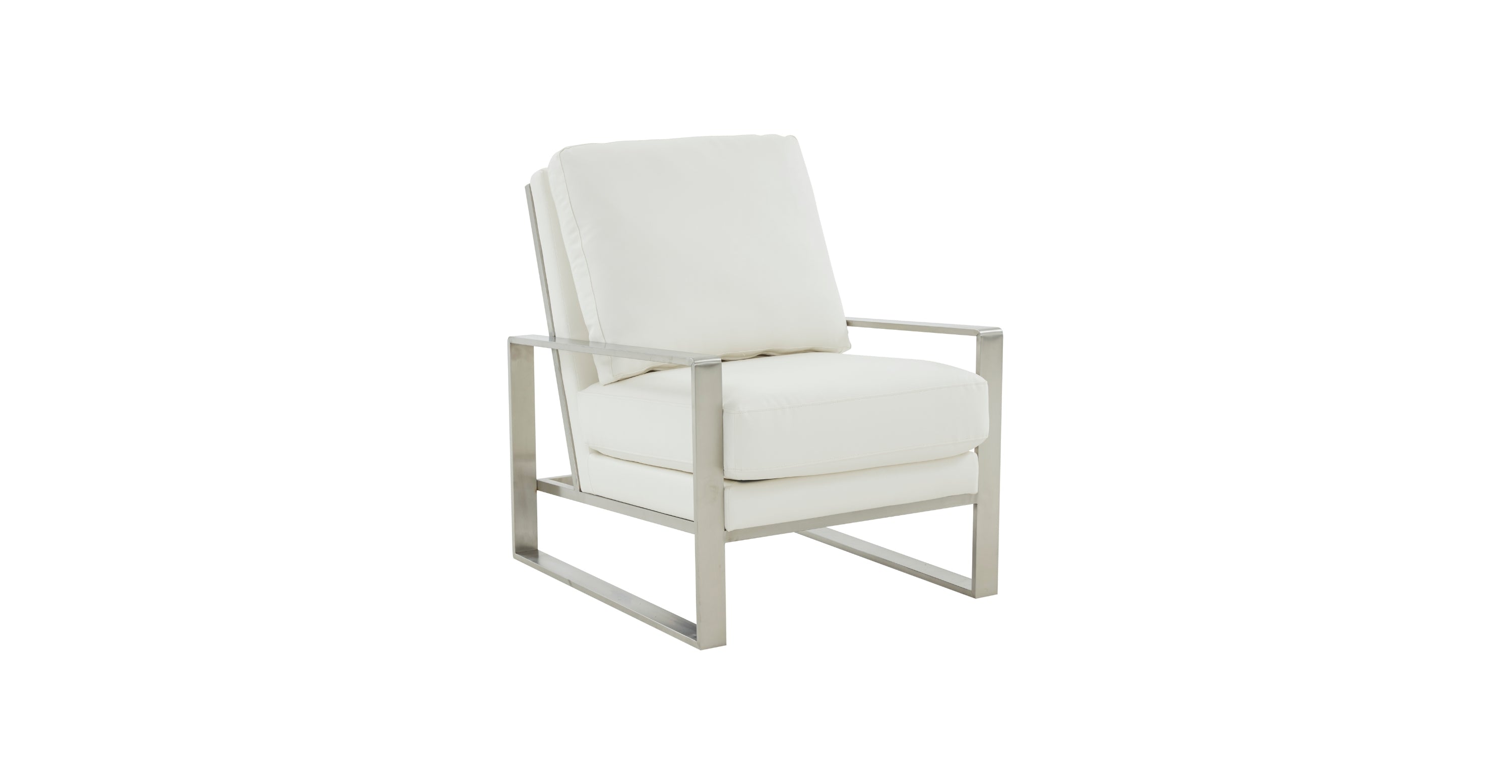 Jefferson Accent Armchair with Upholstered and Gold/Silver Metal Frame White / Silver / Leather