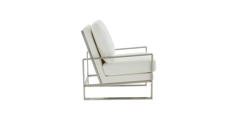 Jefferson Accent Armchair with Upholstered and Gold/Silver Metal Frame White / Silver / Leather