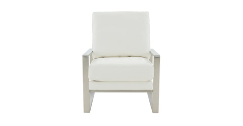 Jefferson Accent Armchair with Upholstered and Gold/Silver Metal Frame White / Silver / Leather