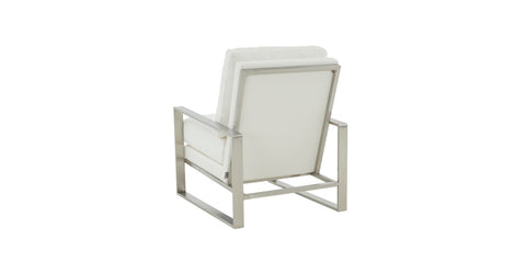 Jefferson Accent Armchair with Upholstered and Gold/Silver Metal Frame White / Silver / Leather