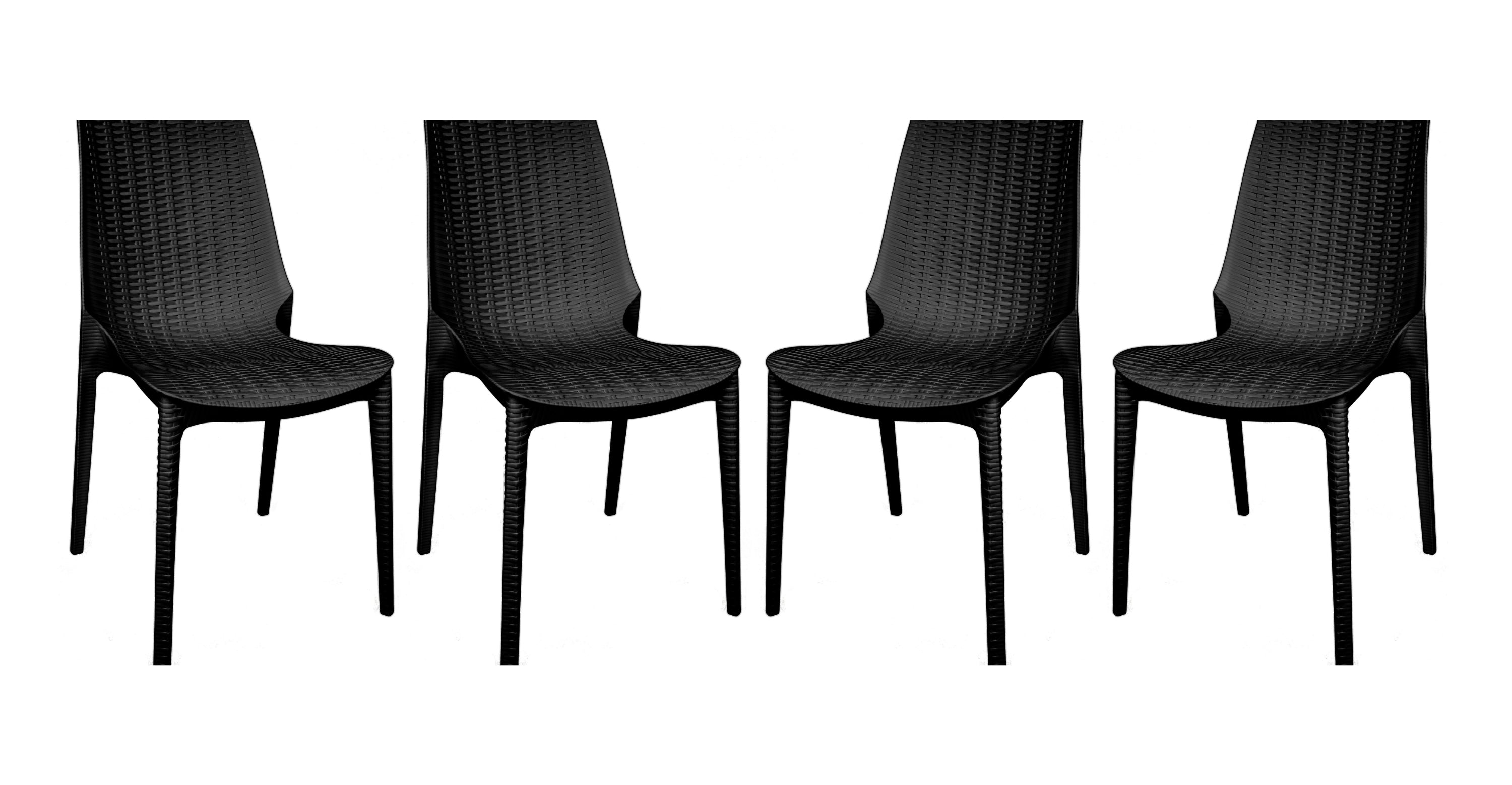 Kent Patio Outdoor Dining Chair Weave Design in Polypropylene Black