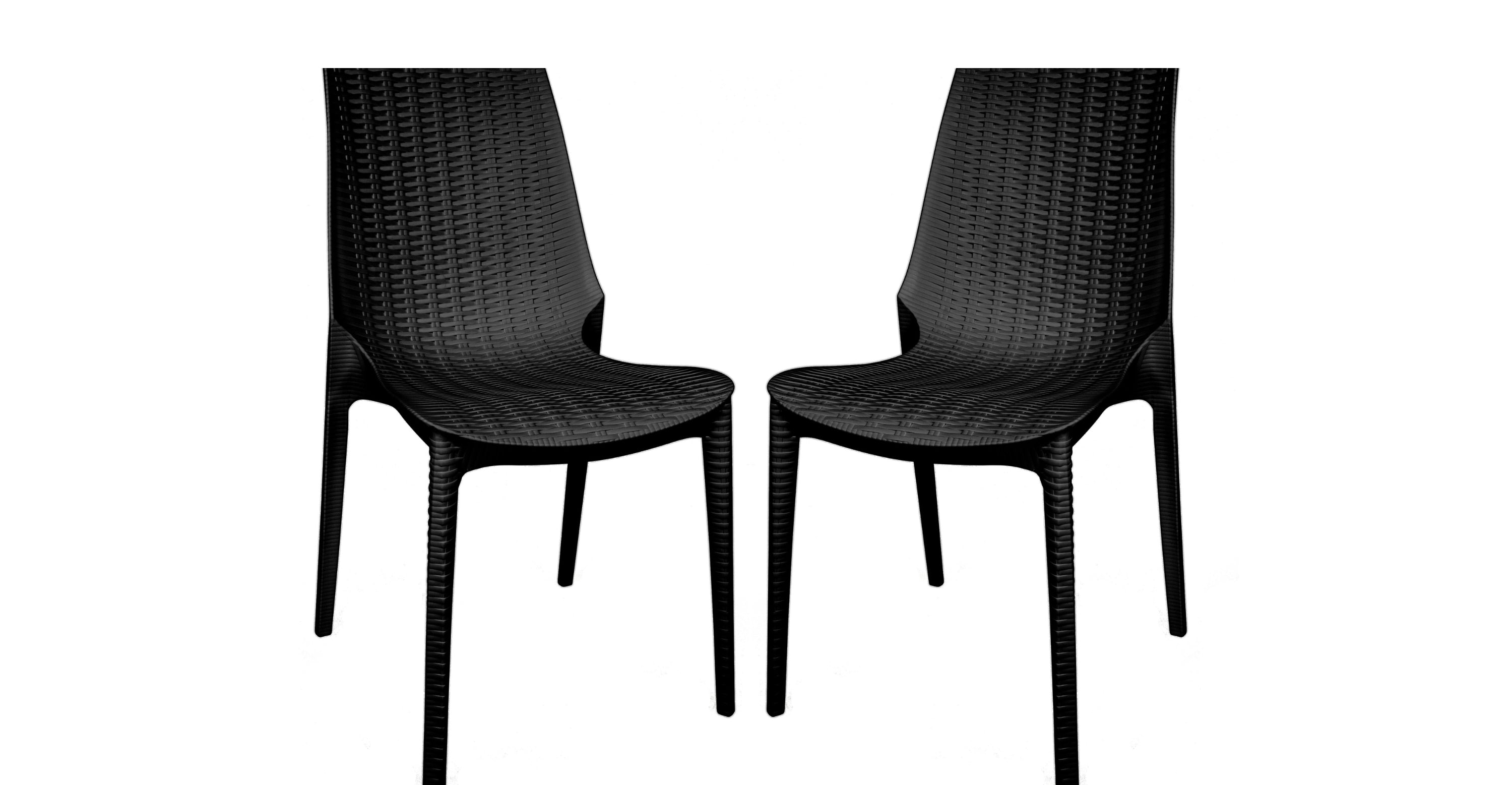 Kent Patio Outdoor Dining Chair Weave Design in Polypropylene Black