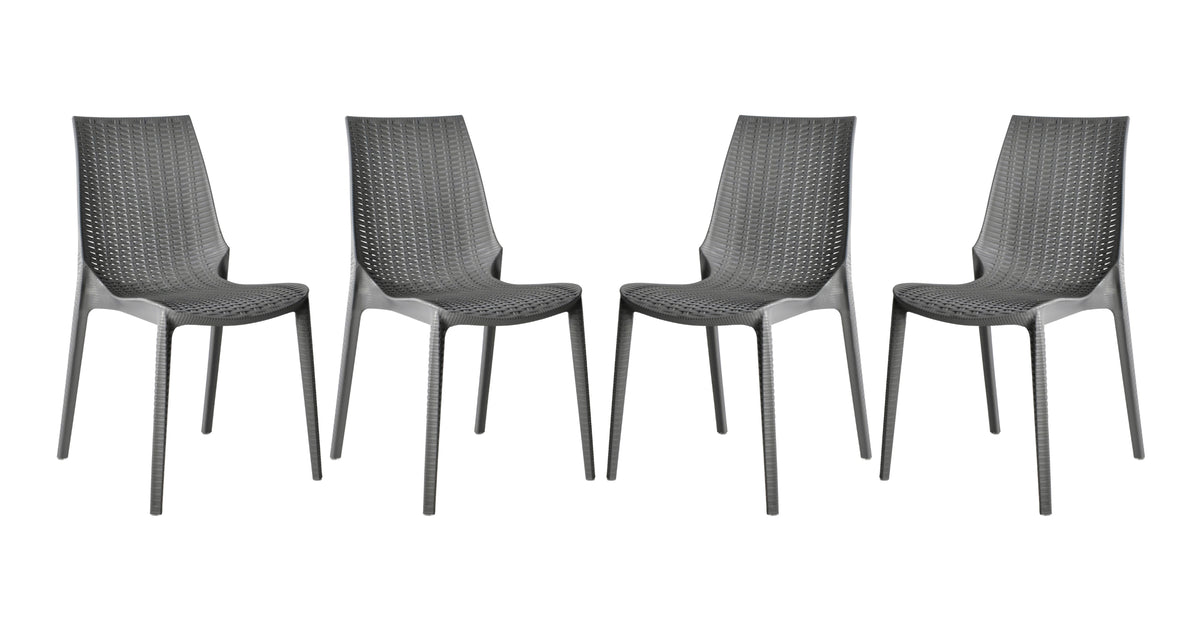 Kent Patio Outdoor Dining Chair Weave Design in Polypropylene Grey