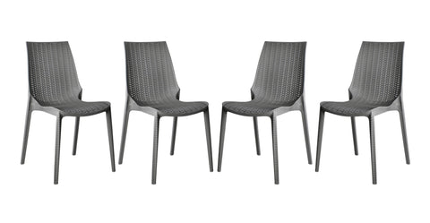 Kent Patio Outdoor Dining Chair Weave Design in Polypropylene Grey