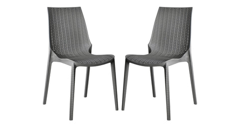 Kent Patio Outdoor Dining Chair Weave Design in Polypropylene Grey