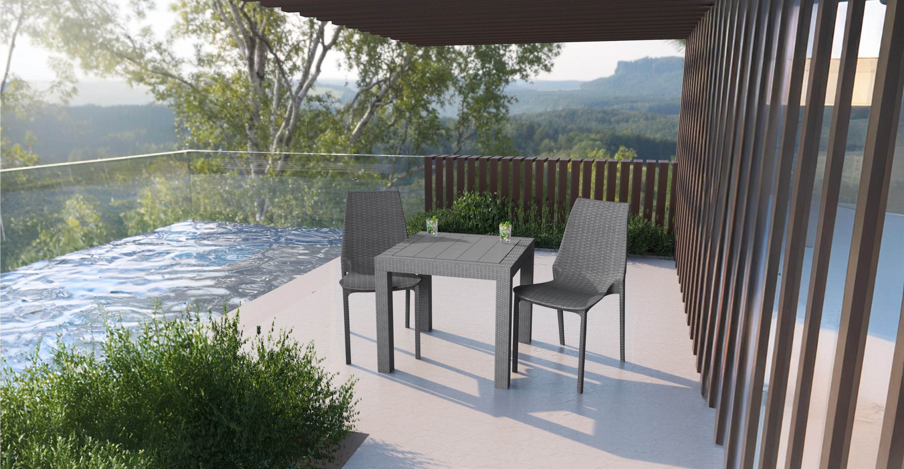 Kent Patio Outdoor Dining Chair Weave Design in Polypropylene Grey