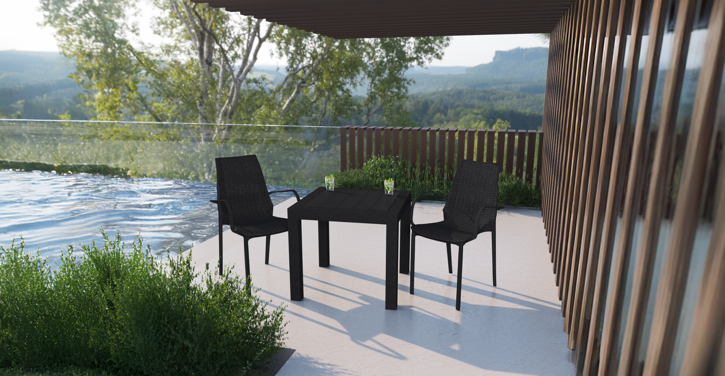 Kent Outdoor Dining Arm Chair Black