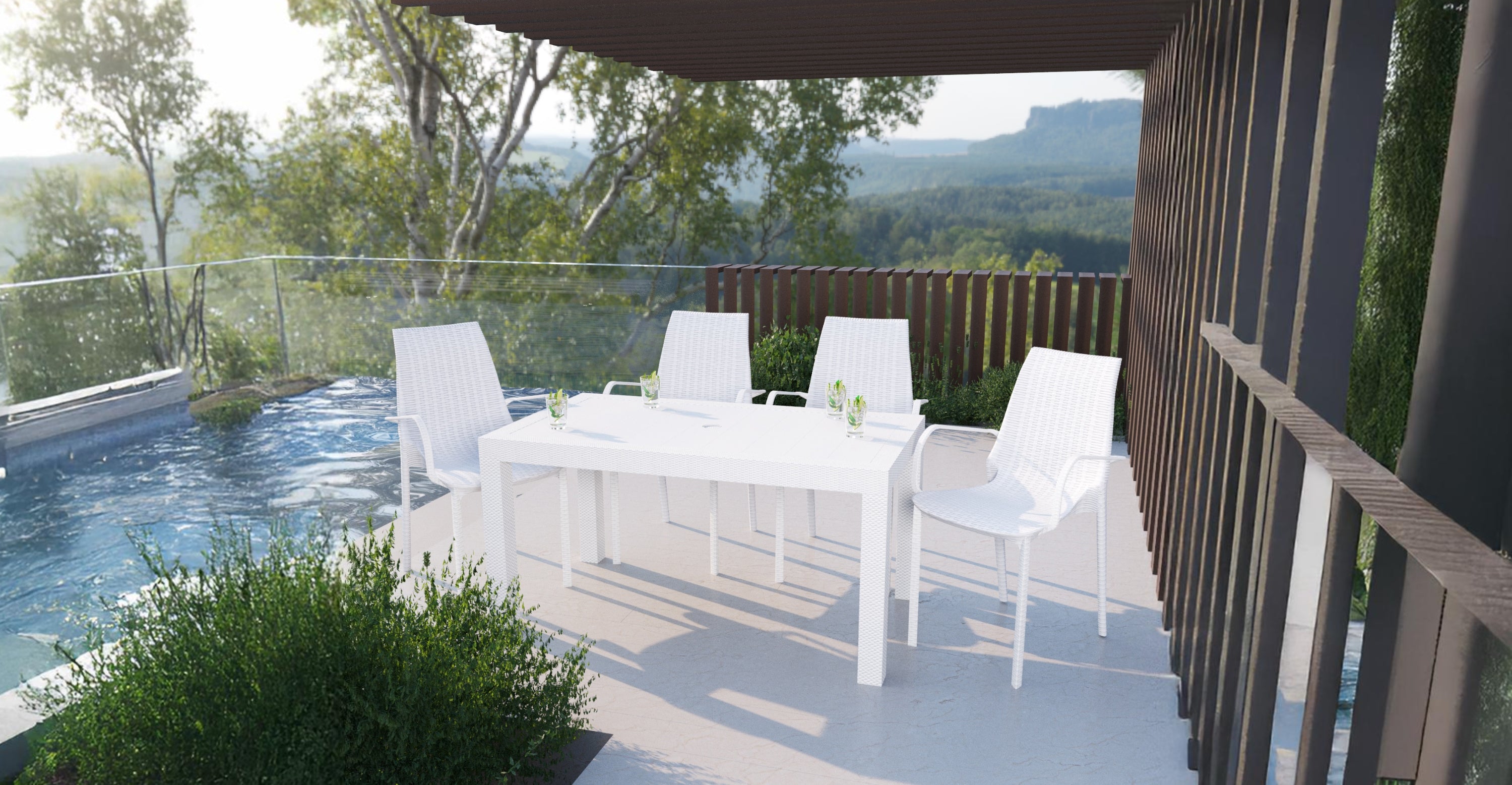 Kent Outdoor Dining Arm Chair White