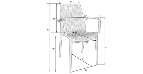 Kent Outdoor Dining Arm Chair White