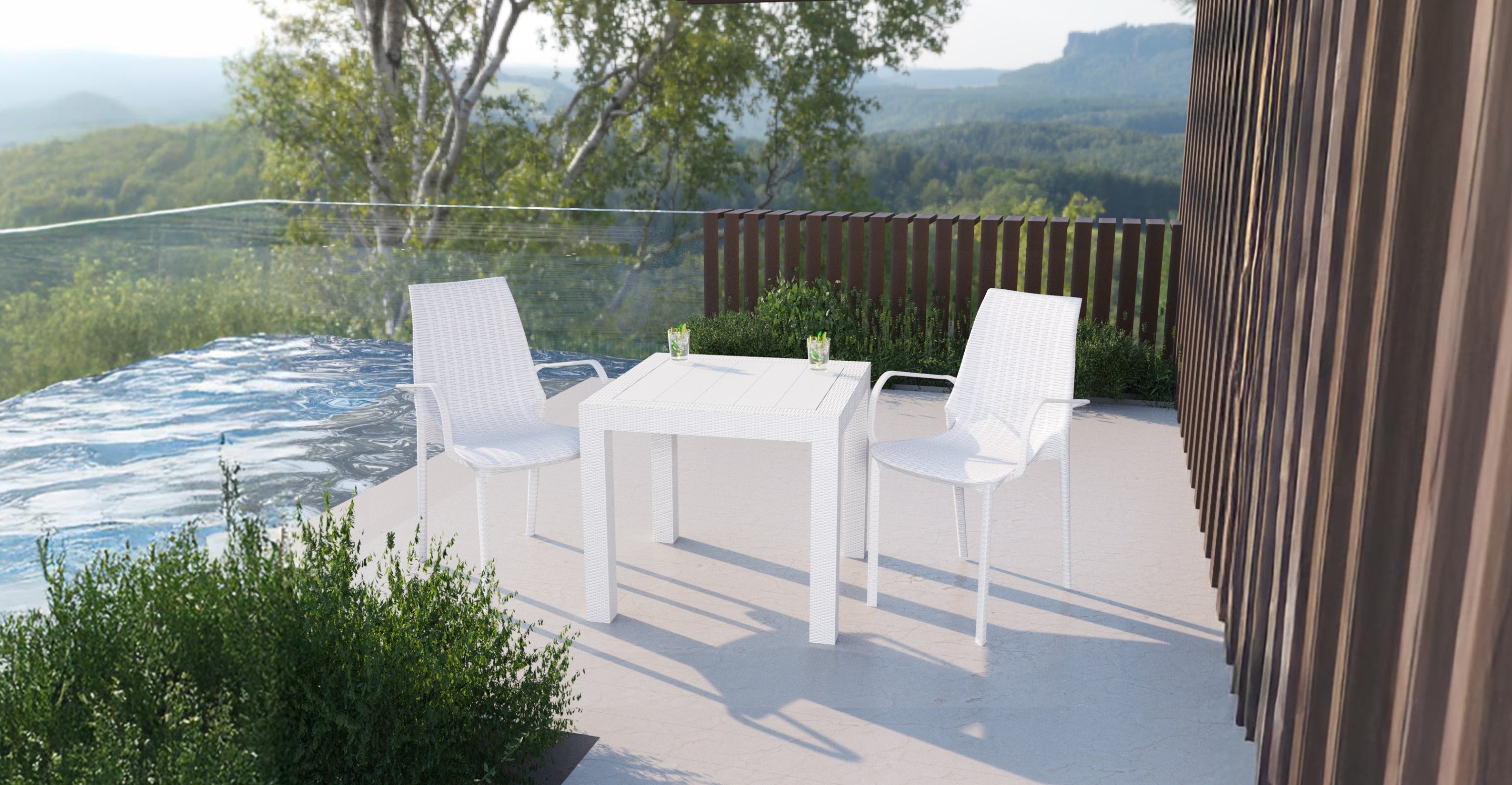 Kent Outdoor Dining Arm Chair White