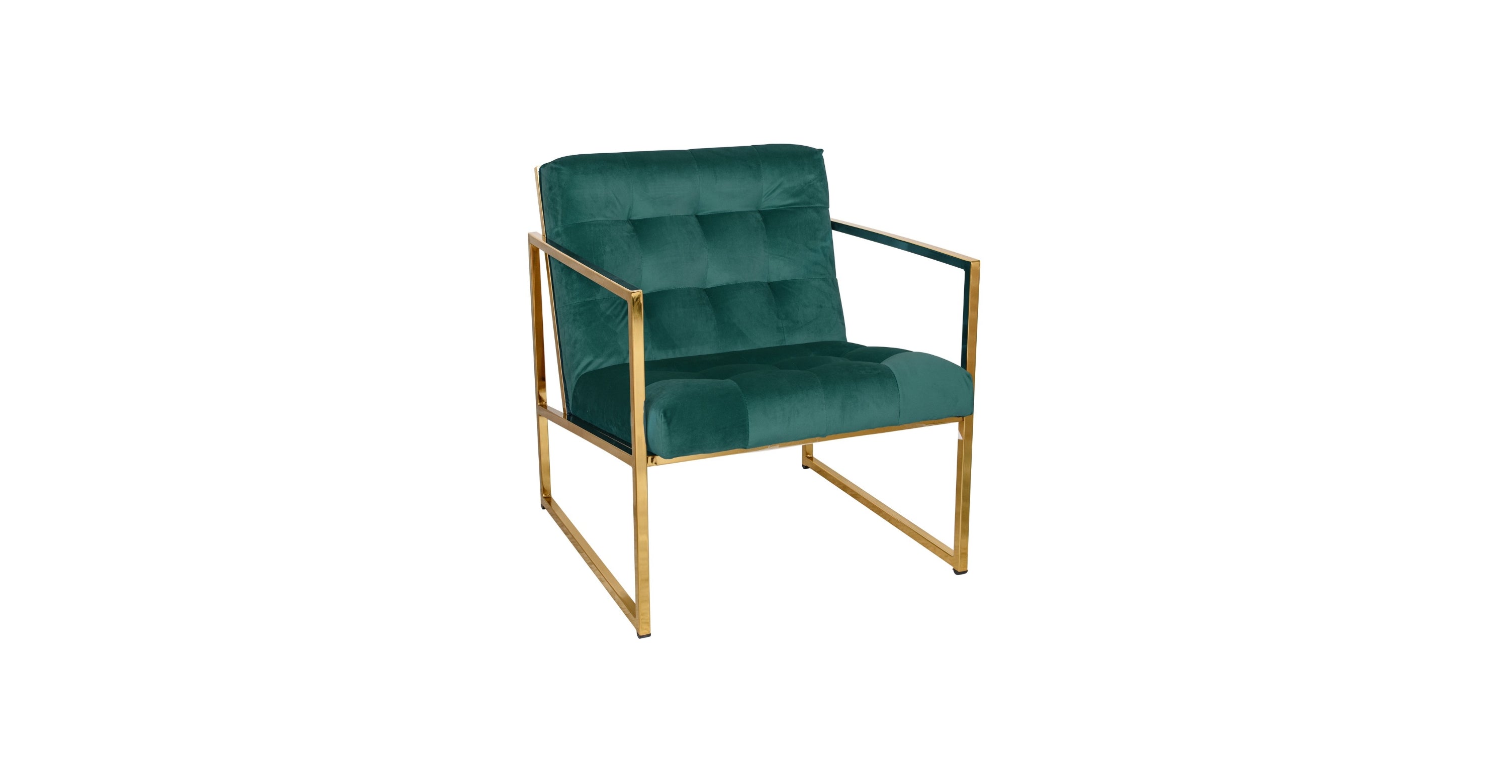 Lexington Tufted Velvet Accent Armchair With Gold Frame Emerald Green