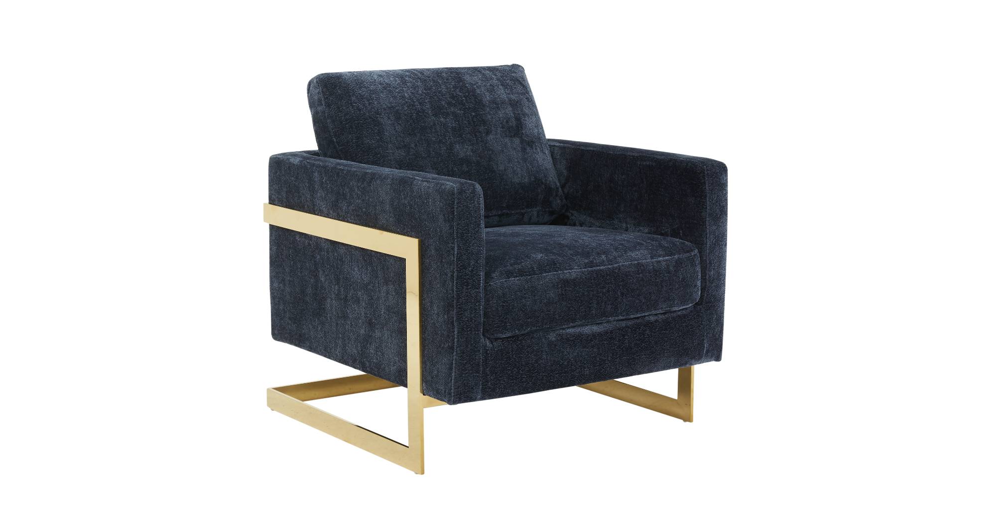 Lincoln Modern Upholstered Accent Armchair With Gold/Black Metal Frame Gold / Blue / Boucle