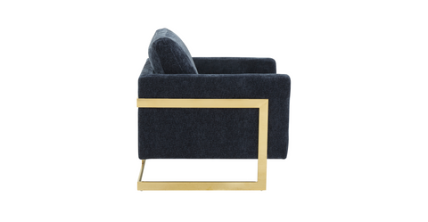 Lincoln Modern Upholstered Accent Armchair With Gold/Black Metal Frame Gold / Blue / Boucle