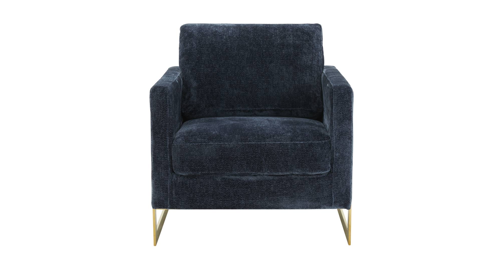 Lincoln Modern Upholstered Accent Armchair With Gold/Black Metal Frame Gold / Blue / Boucle