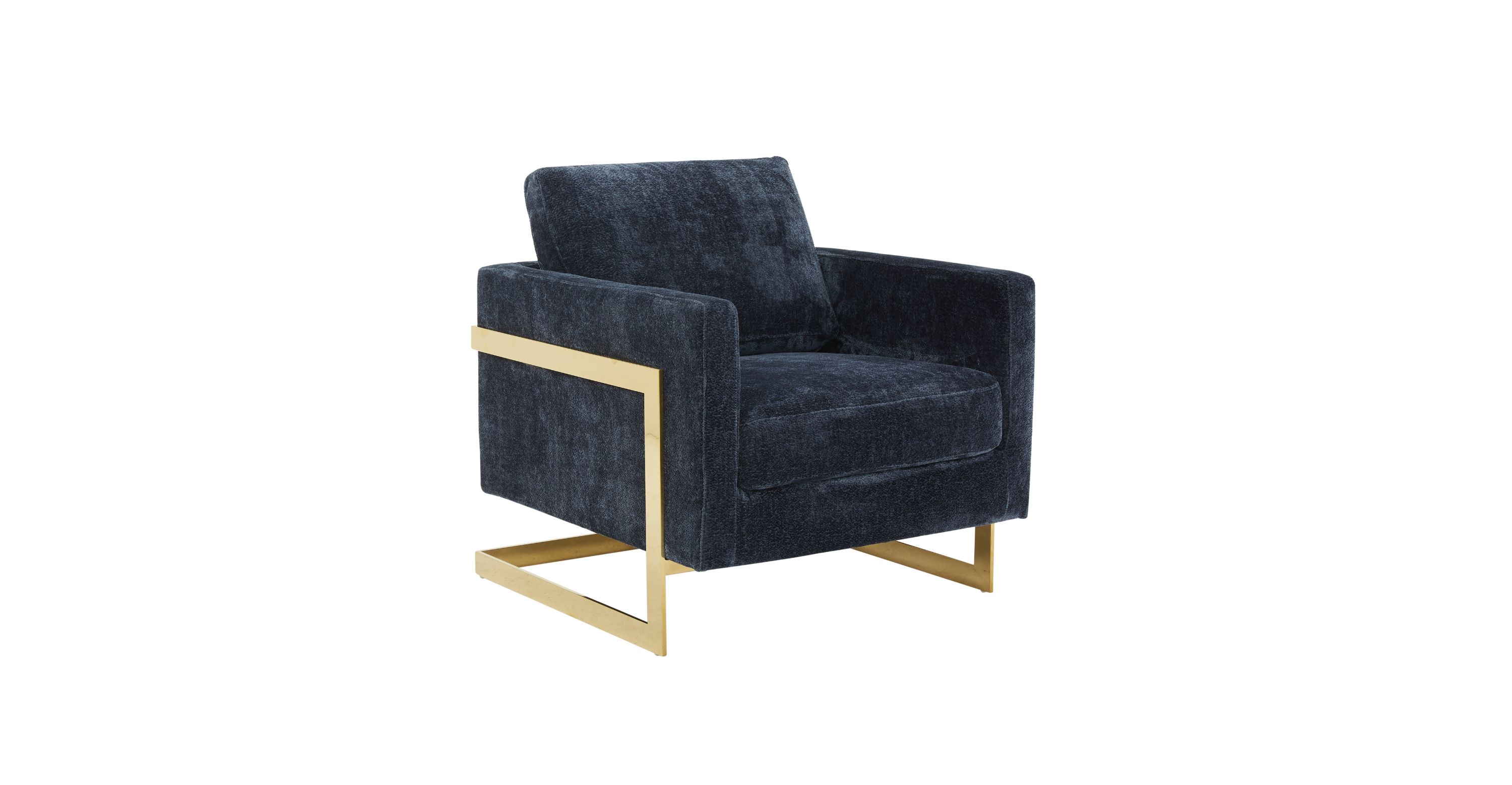 Lincoln Modern Upholstered Accent Armchair With Gold/Black Metal Frame Gold / Blue / Boucle