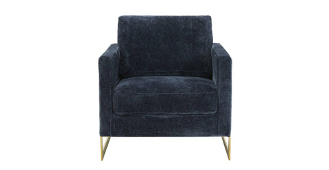 Lincoln Modern Upholstered Accent Armchair With Gold/Black Metal Frame Gold / Blue / Boucle