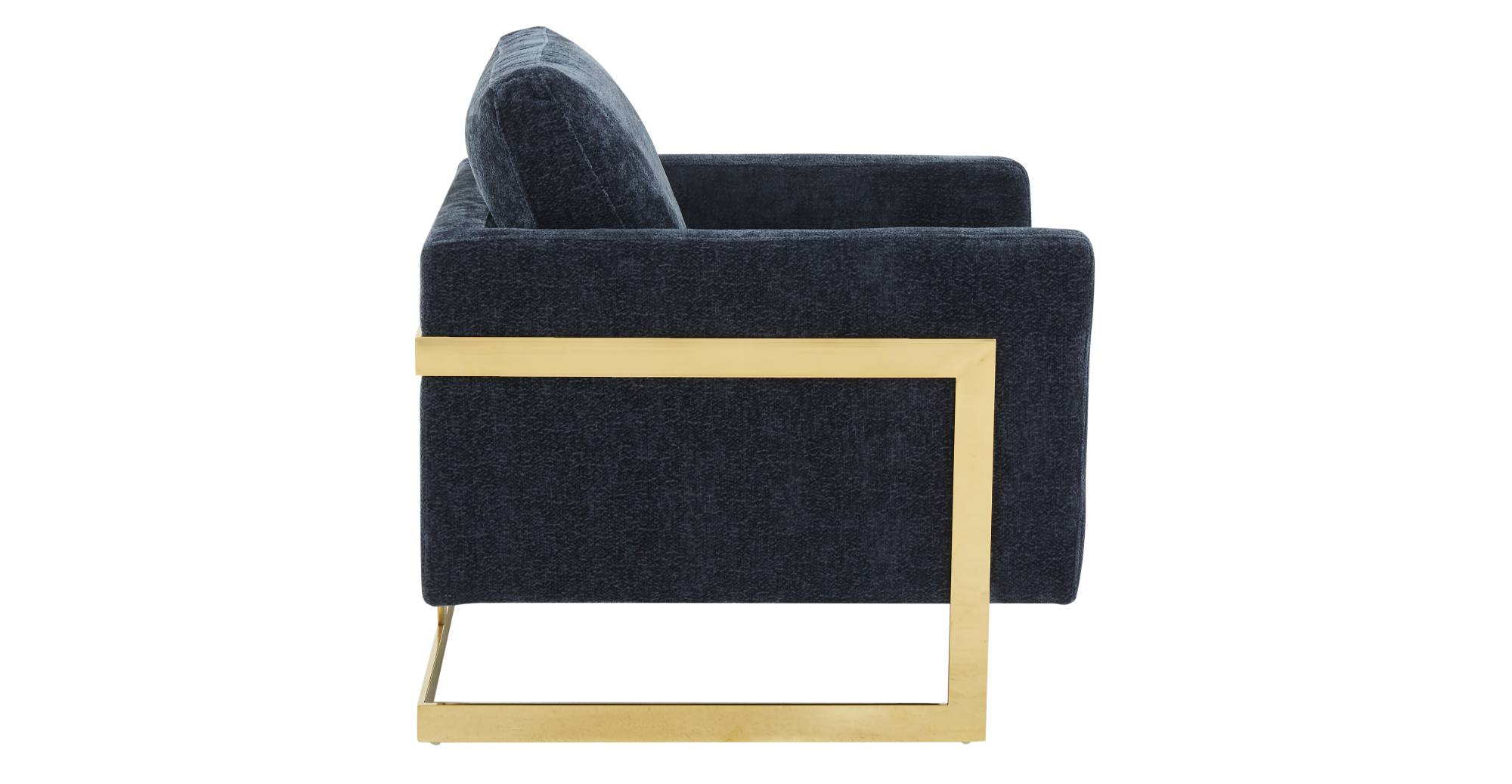 Lincoln Modern Upholstered Accent Armchair With Gold/Black Metal Frame Gold / Blue / Boucle