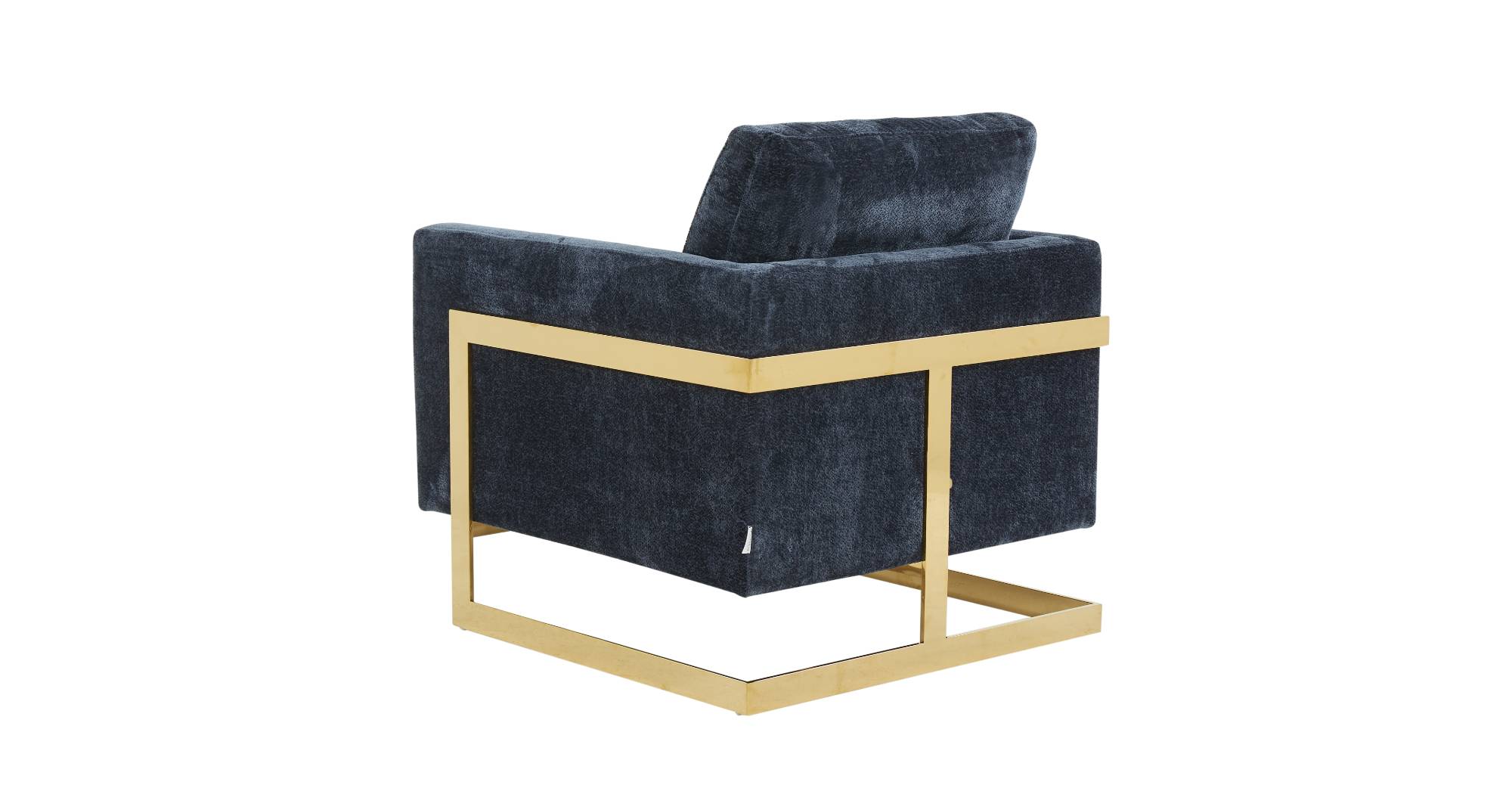 Lincoln Modern Upholstered Accent Armchair With Gold/Black Metal Frame Gold / Blue / Boucle