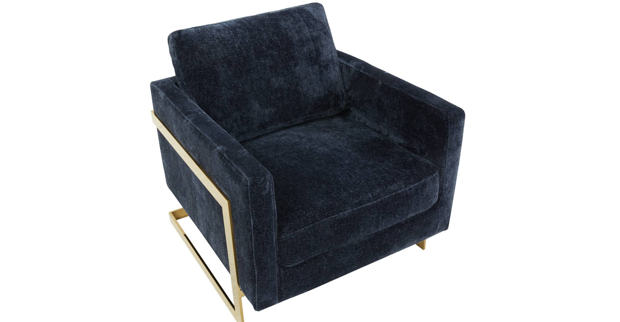 Lincoln Modern Upholstered Accent Armchair With Gold/Black Metal Frame Gold / Blue / Boucle