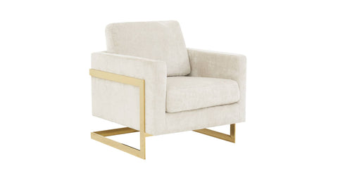 Lincoln Modern Upholstered Accent Armchair With Gold/Black Metal Frame Gold / Grey / Boucle