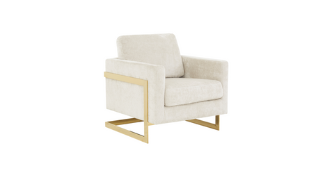 Lincoln Modern Upholstered Accent Armchair With Gold/Black Metal Frame Gold / Grey / Boucle