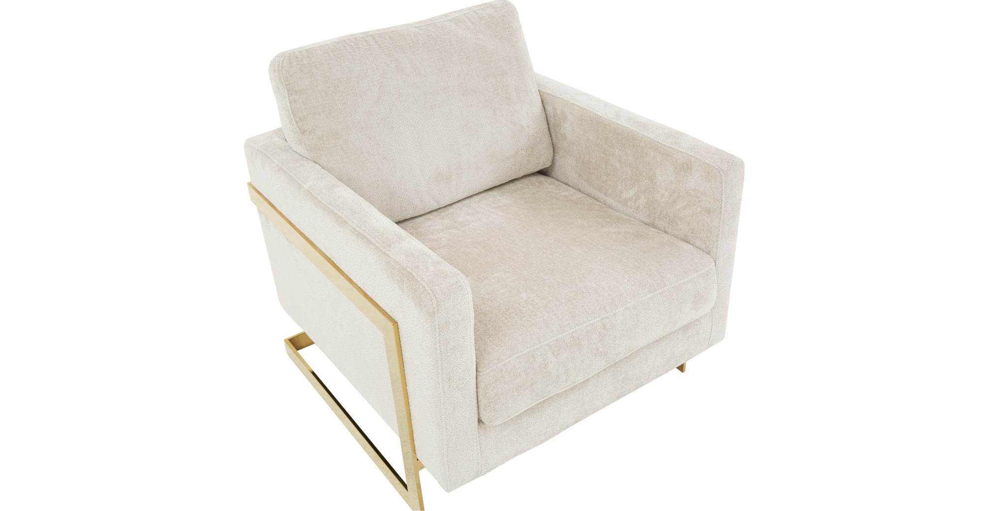 Lincoln Modern Upholstered Accent Armchair With Gold/Black Metal Frame Gold / Grey / Boucle