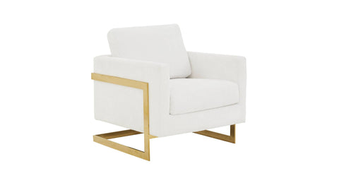 Lincoln Modern Upholstered Accent Armchair With Gold/Black Metal Frame Gold / White / Boucle