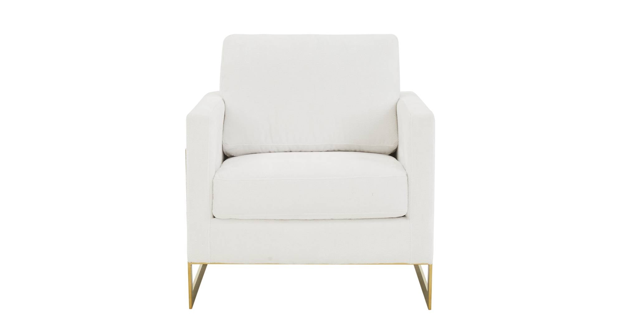 Lincoln Modern Upholstered Accent Armchair With Gold/Black Metal Frame Gold / White / Boucle