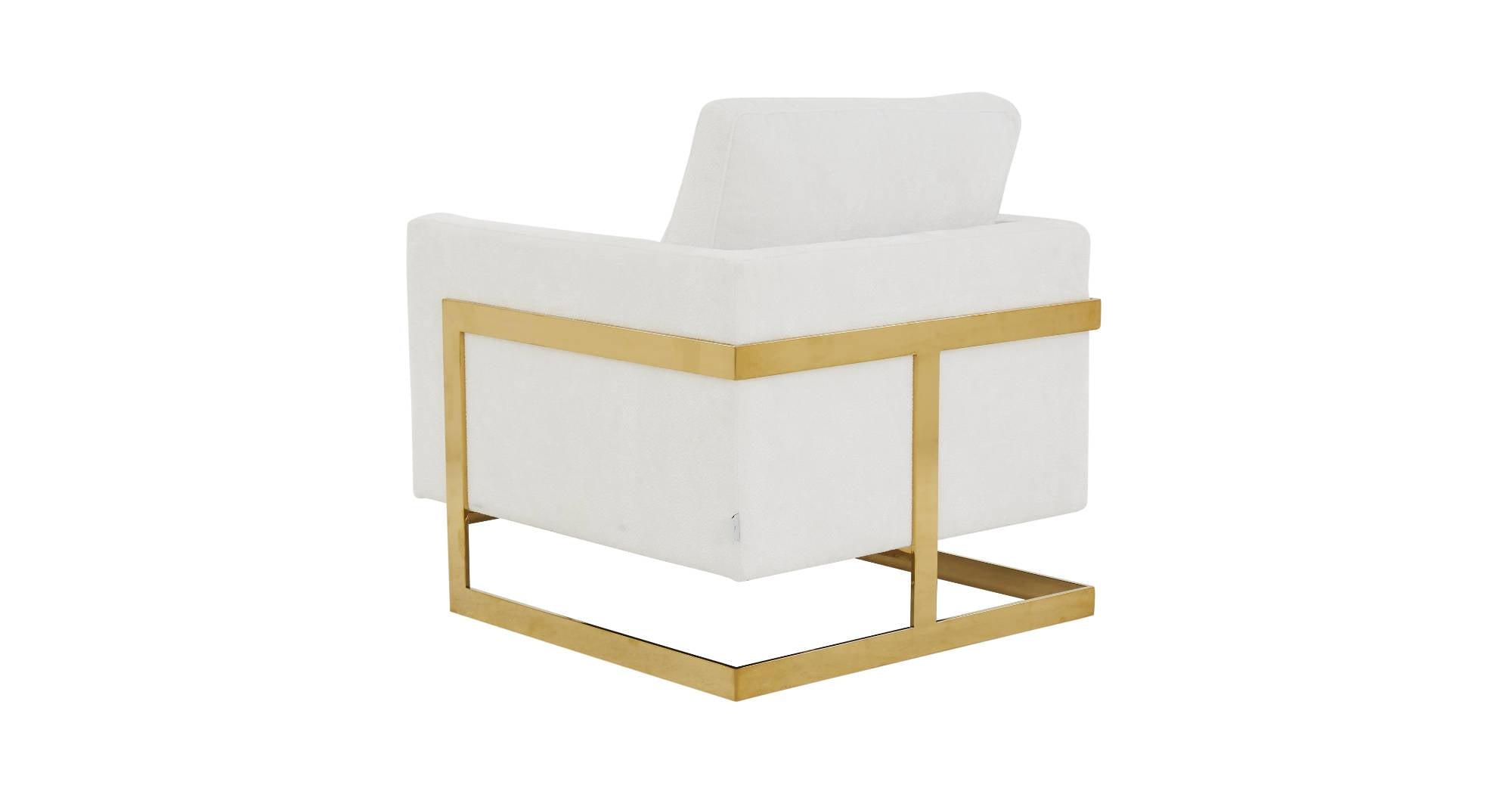 Lincoln Modern Upholstered Accent Armchair With Gold/Black Metal Frame Gold / White / Boucle