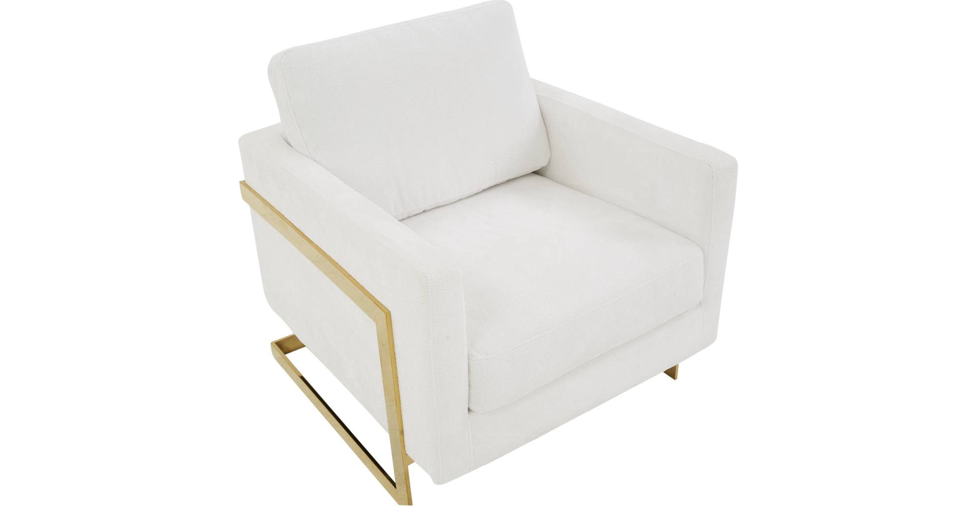 Lincoln Modern Upholstered Accent Armchair With Gold/Black Metal Frame Gold / White / Boucle