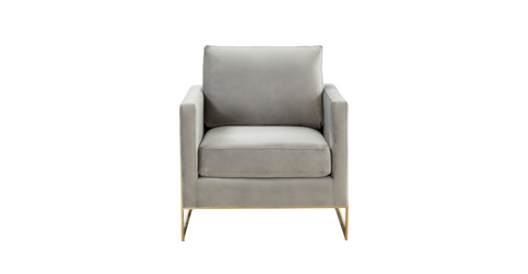 Lincoln Modern Upholstered Accent Armchair With Gold/Black Metal Frame Gold / Beige / Velvet