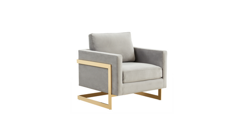 Lincoln Modern Upholstered Accent Armchair With Gold/Black Metal Frame Gold / Beige / Velvet