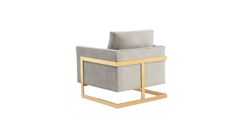 Lincoln Modern Upholstered Accent Armchair With Gold/Black Metal Frame Gold / Beige / Velvet