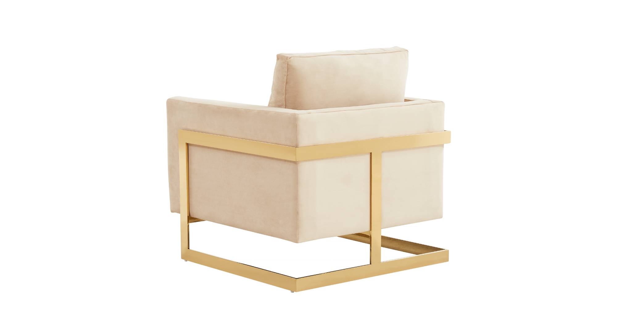 Lincoln Modern Upholstered Accent Armchair With Gold/Black Metal Frame Gold / Beige / Velvet