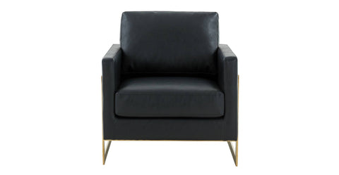 Lincoln Modern Upholstered Accent Armchair With Gold/Black Metal Frame Gold / Black / Leather