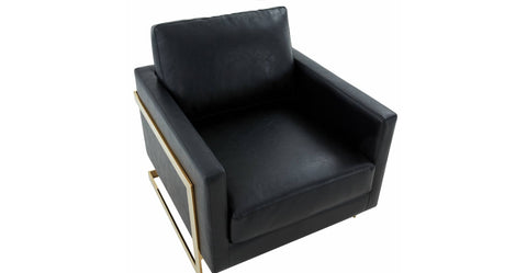 Lincoln Modern Upholstered Accent Armchair With Gold/Black Metal Frame Gold / Black / Leather