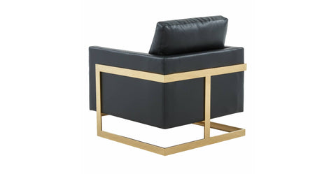 Lincoln Modern Upholstered Accent Armchair With Gold/Black Metal Frame Gold / Black / Leather