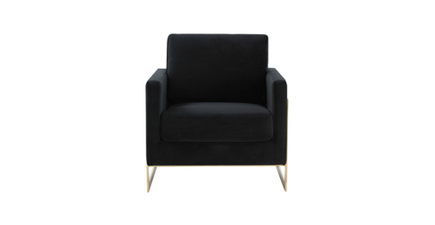 Lincoln Modern Upholstered Accent Armchair With Gold/Black Metal Frame Gold / Midnight Black / Velvet