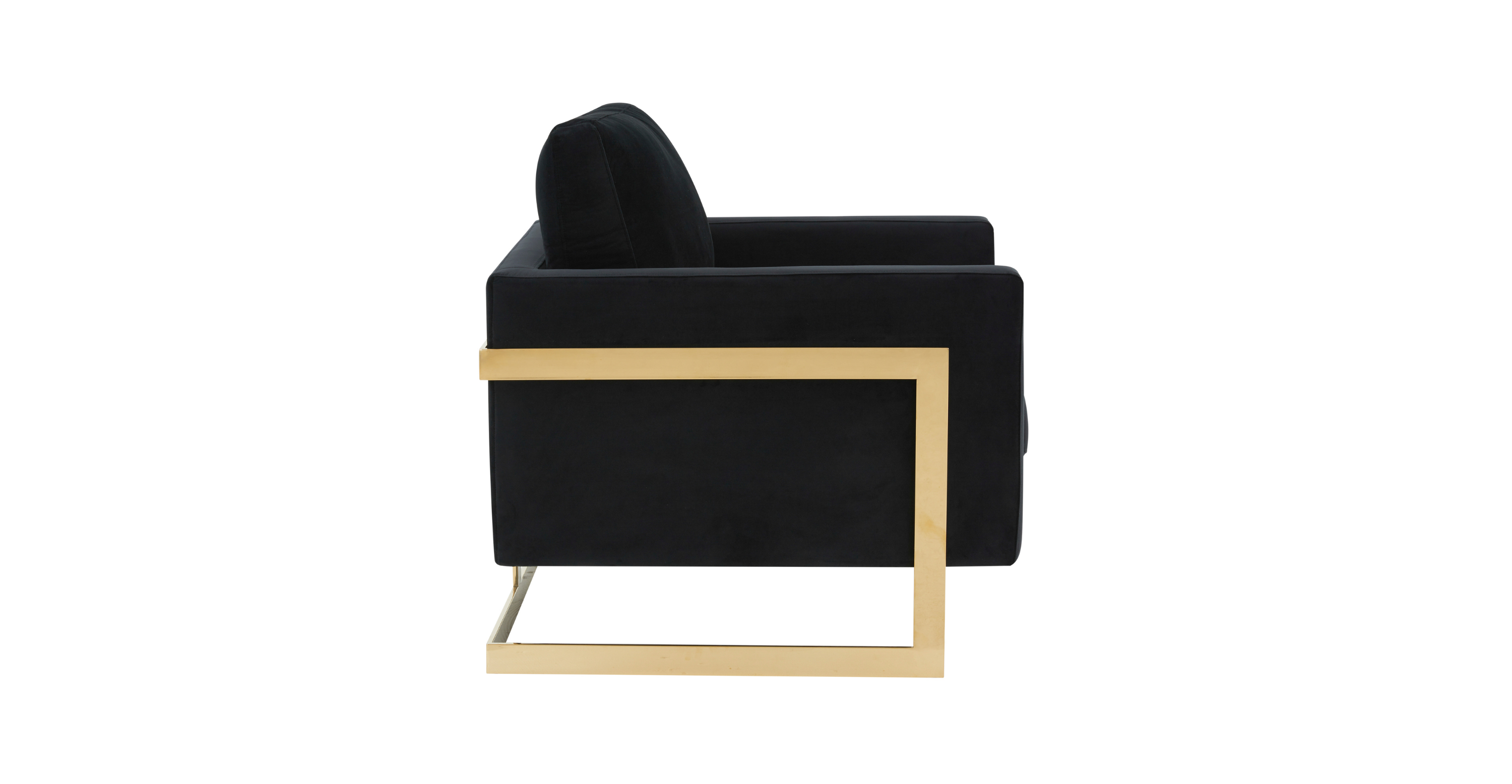 Lincoln Modern Upholstered Accent Armchair With Gold/Black Metal Frame Gold / Midnight Black / Velvet